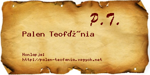 Palen Teofánia névjegykártya